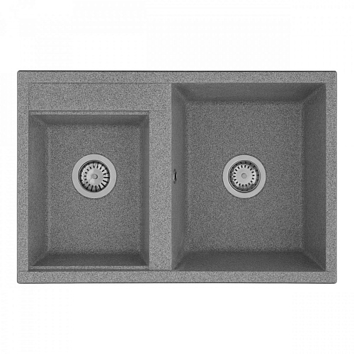 Мойка для кухни Акватон 1A723132DE230 Делия 78 DBL 2 чаши 78х52 см, серый Мойка для кухни Акватон 1A723132DE230 Делия 78 DBL 2 чаши 78х52 см, серый