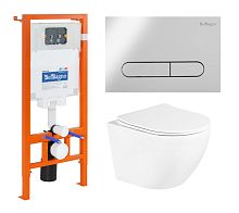 Инсталляция с подвесным унитазом BelBagno Uno BB3105CHR/SC/BB002-80/BB005-PR-CHROME Инсталляция с подвесным унитазом BelBagno Uno BB3105CHR/SC/BB002-80/BB005-PR-CHROME