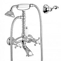 Смеситель Gattoni 1200112C0cr Vivaldi для ванны с высоким держателем 277 мм, с лейкой и шлангом, цвет хром