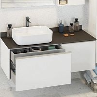 Тумба Comforty 00-00004024 Милан подвесная 120х52 см, с раковиной 78189, черно-белая Тумба Comforty 00-00004024 Милан подвесная 120х52 см, с раковиной 78189, черно-белая