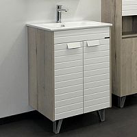 Тумба Comforty 00-00003149 Клеон подвесная 60х47 см, с раковиной 9060M, дуб дымчатый/белый