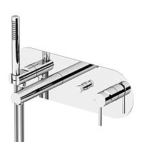 Смеситель Gattoni 2205/22С0cr Easy для ванны с коробкой горизонтальный с ручной лейкой, излив 190 мм цвет: хром