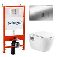 Инсталляция с подвесным унитазом BelBagno LOTO BB070CHR/SC/BB026/BB041CR Инсталляция с подвесным унитазом BelBagno LOTO BB070CHR/SC/BB026/BB041CR