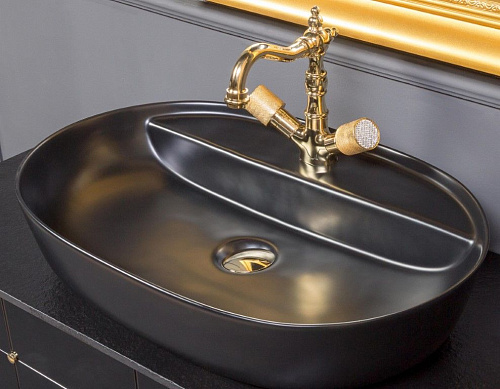 Раковина Керамика овальная под смеситель черная Armadi Art Vallessi 871