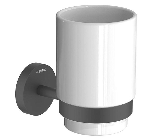 Стакан Aquatek AQ4604MB Бетта с держателем, черный матовый купить недорого в интернет-магазине Керамос