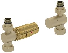 Терморегулятор Сунержа 022-1420-6207 автоматический, прямой, G 1/2" НР х G 3/4" НГ (набор), матовая шампань/золото