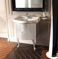 Тумба Kerasan Retro 7361 K5 под раковину 1046, цвет: белый глянцевый, ножки: белый, ручки: кристалл/кольцо-хром, 69х77х52