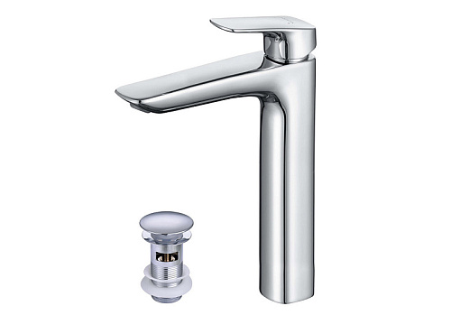 Смеситель Aquatek AQ1005CR Вега для раковины, с донным клапаном, хром