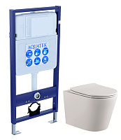 Комплект Aquatek SET Вега cmp: рама Standard INS-0000012 (без клавиши и крепежа) + унитаз-компакт AQ1904-00 с тонким сиденьем Soft-close, белый