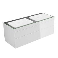 Тумба Keuco 31574800100 Edition 400 под умывальник 140х53.5 см, белый глянцевый/стекло глянцевое антрацит
