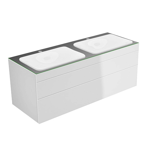 Тумба Keuco 31574800100 Edition 400 под умывальник 140х53.5 см, белый глянцевый/стекло глянцевое антрацит купить недорого в интернет-магазине Керамос
