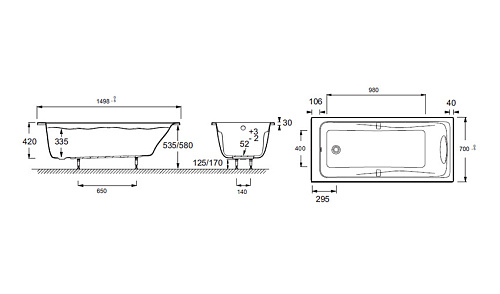 Панель для ванны, фронтальная Jacob Delafon Hors E6116-00