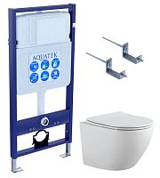 Комплект Aquatek SET Европа-KKI2: рама Standard INS-0000012 + крепеж KKI-0000002 + унитаз AQ1901-00 с тонким сиденьем с механизмом плавного закрывания, белый