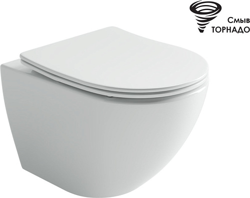 Унитаз подвесной безободковый Ceramicanova Metropol CN4002T, смыв Торнадо, с крышкой-сиденьем, белый Унитаз подвесной безободковый Ceramicanova Metropol CN4002T, смыв Торнадо, с крышкой-сиденьем, белый