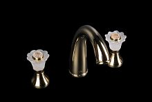 Смеситель Boheme 297-Camelia Сamelia для умывальника, на 3 отверстия, золото