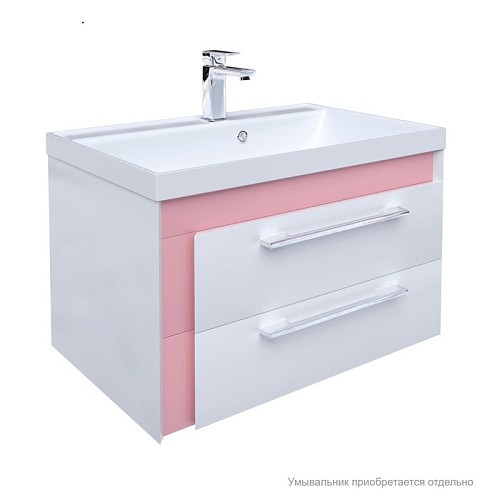 Тумба для ванной комнаты, подвесная, белая/розовая, 70 см, Color Plus, IDDIS, COL70P0i95. Подходит умывальник 0067000i28 снят с производства