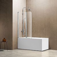 Шторка на ванну Vincea VSB-12114CL, 114х140 см, профиль хром/стекло прозрачное