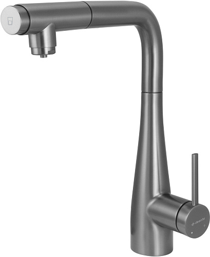 Смеситель Deante BRE_D75M Eridan для кухни с подключением для фильтра воды и вытяжным изливом, Titanium (титан)