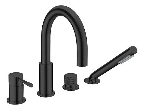 Смеситель врезной на борт ванны Boheme UNO 460-B черный Смеситель врезной на борт ванны Boheme UNO 460-B черный