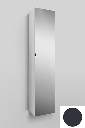 Шкаф-колонна AM.PM M70ACHMR0356GM SPIRIT 2.0, подвесной, правый, 35 см, зеркальный фасад, цвет: графит, м снят с производства