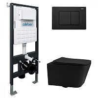 Комплект: Унитаз, Инсталляция, Кнопка смыва Abber Rechteck AC1201MB-AC0105-AC0120MB Комплект: Унитаз, Инсталляция, Кнопка смыва Abber Rechteck AC1201MB-AC0105-AC0120MB