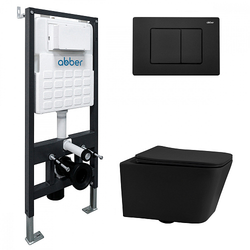 Комплект: Унитаз, Инсталляция, Кнопка смыва Abber Rechteck AC1201MB-AC0105-AC0120MB