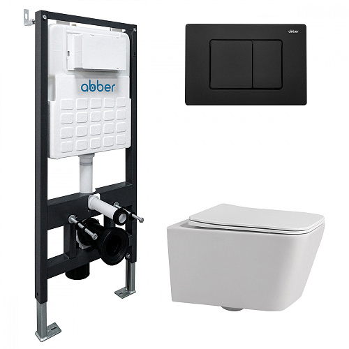 Комплект: Унитаз, Инсталляция, Кнопка смыва Abber Rechteck AC1201-AC0105-AC0120MB