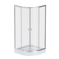 Душевое ограждение AM.PM W88E-205-090MT X-Joy Twin Slide, c поддоном, 90х90 см, стекла прозрачные/матовый хром, поддон белый