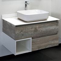 Тумба Comforty 00-00008054 Прага подвесная 90х52 см, с раковиной T-Y9378, дуб бежевый