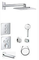 Сет №1507 26479000, Верхний душ + 29124000, Термостат + 29127000, Переключатель на 3 положения, внешняя часть + 35600000, Встраиваемый механизм + 28626000, Подключение шланга  + 27056000, Держатель для душа настенный + 28578002,  Сет №1507 26479000, Верхний душ + 29124000, Термостат + 29127000, Переключатель на 3 положения, внешняя часть + 35600000, Встраиваемый механизм + 28626000, Подключение шланга  + 27056000, Держатель для душа настенный + 28578002,