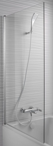 Шторка на ванну Jacob Delafon E6D042-BL STRUKTURA, стекло 6 мм, прозрачное, профиль черный ,140х80,