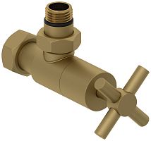 Вентиль Сунержа 032-1408-1234 угловой, (крест) G 1/2" НР х G 3/4" НГ, матовое золото