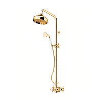 Душевая колонна Gattoni KIT/TS80D0oro PD включающая ручной душ, смеситель с термостатом, верхнюю лейку диаметром 200мм с антикальцием, цвет золото