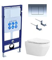 Комплект Aquatek SET Лея-010 4 в 1: рама Standard INS-0000012 + крепеж KKI-0000002 + кнопка KDI-0000010 + унитаз AQ1199-00 с крышкой-сиденьем Soft-close, белый