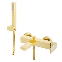 Смеситель Migliore 25391 Kvant Gold для ванны монокомандный, внешний, с душем (ручка сбоку), золото