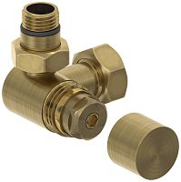 Вентиль Сунержа 051-1406-1234, 3D, левый, (под шестигранник) G 1/2" НР х G 3/4" НГ, состаренная латунь