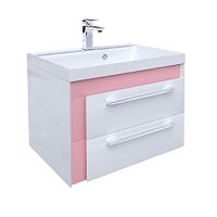Тумба с умывальником для ванной комнаты, подвесная, белая/розовая, 60 см, Color Plus, IDDIS, COL60P0i95K