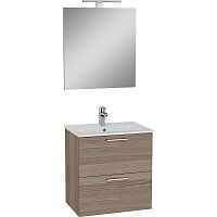 Комплект мебели Vitra 75103 Mia: тумба 60 см, раковина, зеркало c подсветкой, светлое дерево Комплект мебели Vitra 75103 Mia: тумба 60 см, раковина, зеркало c подсветкой, светлое дерево