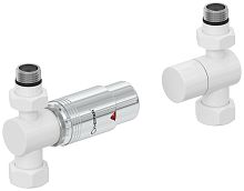 Терморегулятор Сунержа 12-1420-6203 автоматический, прямой, G 1/2" НР х G 3/4" НГ (набор), белый/хром