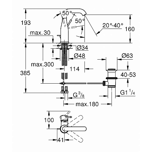 Смеситель для раковины однорычажный высокий Grohe Essence 23462GN1 (exp)