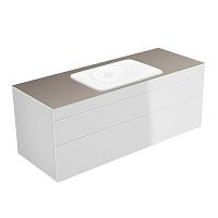 Тумба Keuco 31573820000 Edition 400 под умывальник 140х53.5 см, белый глянцевый/стекло глянцевое трюфель