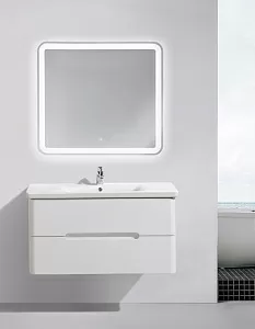 Тумба под раковину BelBagno SOFT-1000-2C-SO-BF подвесная с двумя выкатными ящиками, с доводчиками Bianco Frassinato, 99х44х50