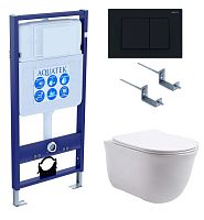 Комплект Aquatek SET Классик-012 4 в 1: рама Standard INS-0000012 + крепеж KKI-0000002 + кнопка KDI-0000012 + унитаз AQ1111-00 с крышкой-сиденьем Soft-close, белый
