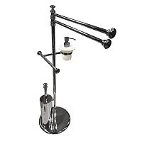 TW Harmony 004, стойка напольная, комбинированная: двойной п/держ, .керам.дозатор (белый), держатель т/б, ёршик, цвет держателя: хром,TWHA004cr