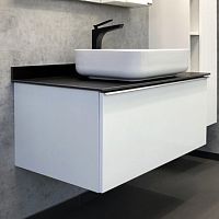 Тумба Comforty 00-00003824 Милан подвесная 90х52 см, с раковиной T-Y9378, черно-белая