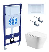 Комплект Aquatek SET Амадео cm-009 4 в 1: рама Standard INS-0000012 + крепеж KKI-0000002 + кнопка KDI-0000009 + унитаз AQ1180-00 с крышкой-сиденьем Soft-close, белый