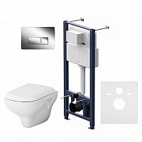 Инсталляция AM.PM IS48051.801700 Like с клавишей Pro M, глянцевый хром + подвесной унитаз FlashClean + сиденье-микролифт