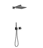 Душевой комплект 8 Keuco 59602370002 IXMO: термостатический смеситель на 2 потребителя, с квадратными розетками, черный матовый Душевой комплект 8 Keuco 59602370002 IXMO: термостатический смеситель на 2 потребителя, с квадратными розетками, черный матовый