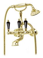 Смеситель Cezares DIAMOND-VD-03/24-Sw-N для ванны с ручным душем, исполнение золото, ручки Swarovski Nero