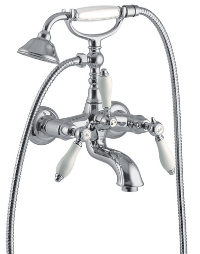 Сет 2098 F5404CR, Смеситель для ванны c изливом, шлангом, душем